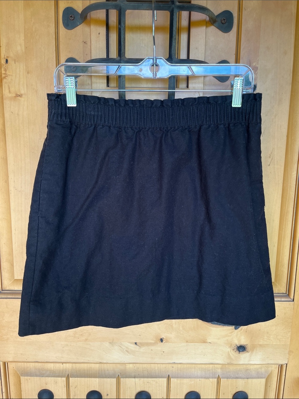 J. Crew black linen elastic waist skirt
